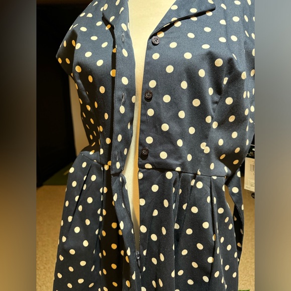 NWT Ralph Lauren Women’s Navy Blue & White Polka Dot Dress Size 16P - Picture 8 of 13